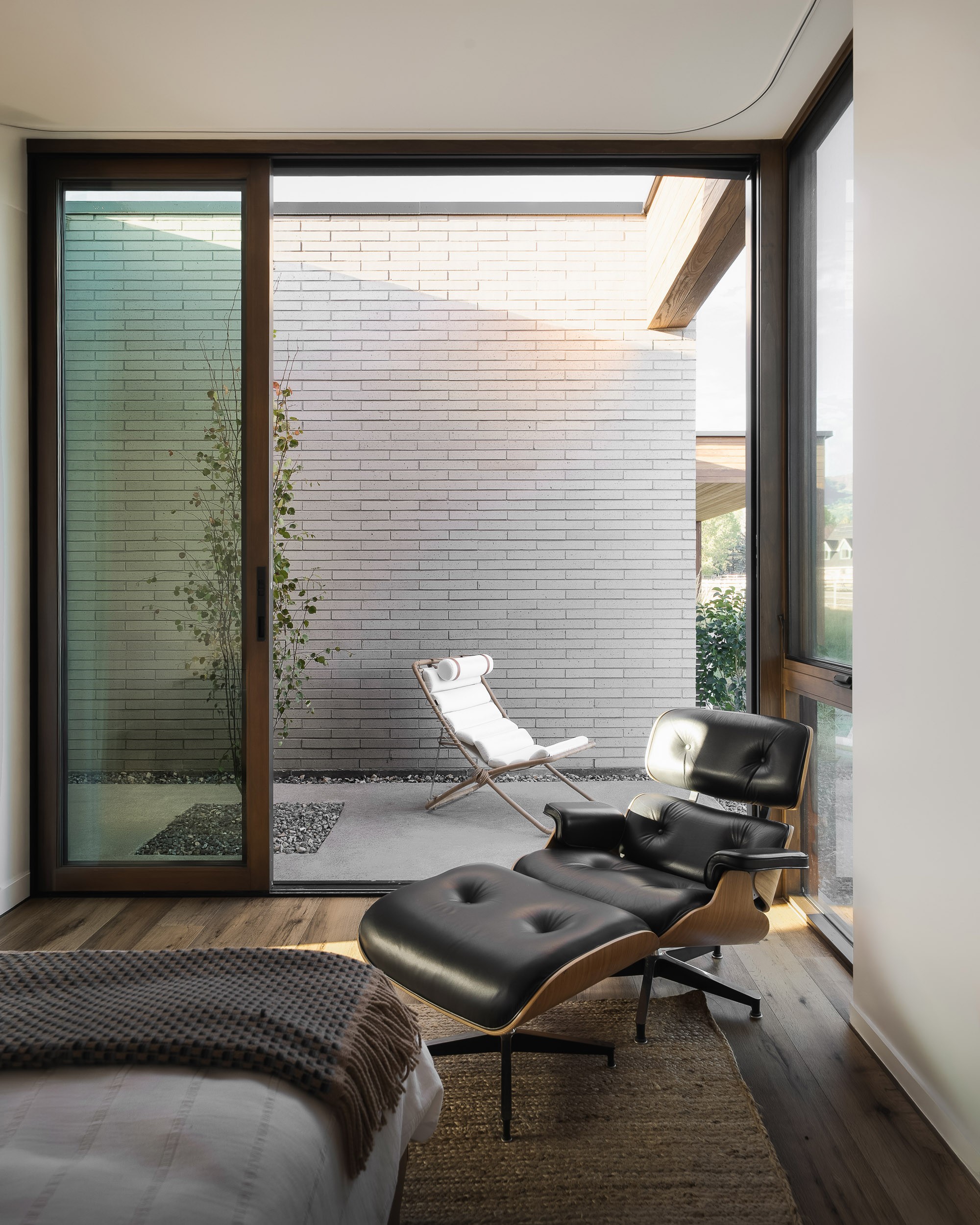 Bedroom lounge with courtyard view